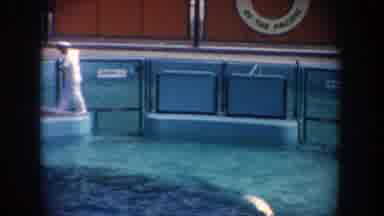 California USA (1962): Man Guiding An Animal To The Edge Of The Pool