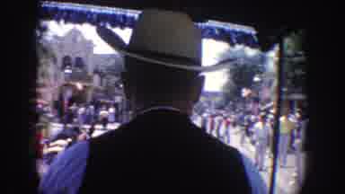 California USA (1962): A Man In A Horse-Drawn Carriage Moving Through A Very