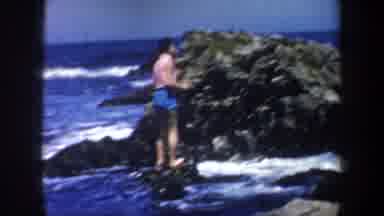San Francisco California USA (1957): Man Stranding Beach Waves Single Soft Sea