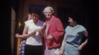 Portland Oregon USA (1957): Four Women Posing For Group Picture On Bright Sunny