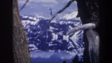 Portland Oregon USA (1957): Lake Reflection Of Snow Covered Mountains And A Wooden