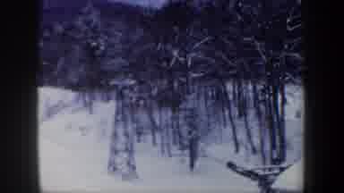 New Hampshire USA (1962): Zoom In On Red Crane Ride In Wintery Weather Among