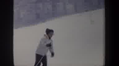 New Hampshire USA (1962): Man Skiing Down Hill Wearing Hat Gloves Coat Quick Slide