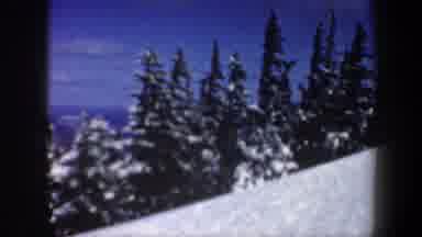 New Hampshire USA (1962): Pair People Skiing Down Snow Hill Surrounded By Forest