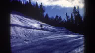 New Hampshire USA (1962): A Boy Is Skating In The Snow Slope And Enjoying The