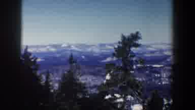 New Hampshire USA (1962): Panoramic View Of Snowy Mountain Range From A Wooded