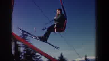 New Hampshire USA (1962): Skier Going Up Ramp