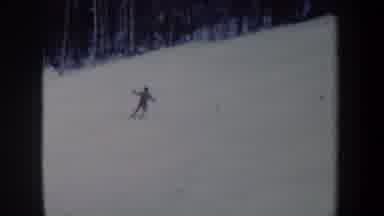 New York USA (1962): Traversing Skiing Across Hillside In Distance Getting Stuck