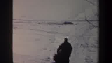 New York USA (1962): A Pack Of Dogs Pulling A Long Sled With A Man On It In The
