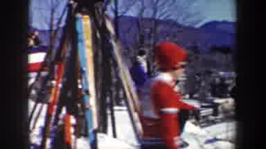 New York USA (1962): A Group Of Skiers Setting Up Theirs Skis In A Teepee