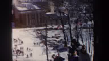 New York USA (1962): Skier,Rapidly Descending Slippery Ramp, Jumping Off And