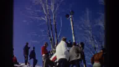 NEW YORK USA-1962: Clear Skies For Ski Jumping Competition Supported By Crowds