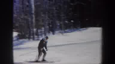 Vermont USA (1962): Two People Skiing In The Snowy Mountains Good Place To