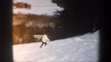 Vermont USA (1962): Beginner Skiing Down A Mountain On Fresh Snow With Trees