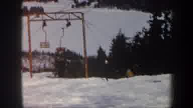 Vermont USA (1962): The Boy Playing Skating Game In The Snow Hills Station