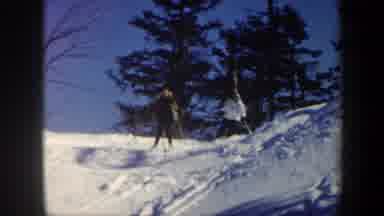 Vermont USA (1962): Young Happy People Skiing On A Quiet And Sunny Winter Day