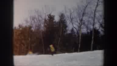 Vermont USA (1962): Man Skiing Down A Mountain Passing People Watching Him