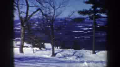 Vermont USA (1962): Two People Are Skiing Throughout A Snowy Part Of A Forest