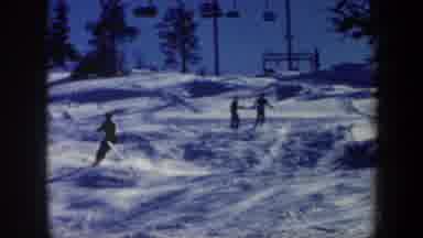 Vermont USA (1962): Man Skiing Down A Mountain Passing People Watching Him