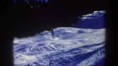 Vermont USA (1962): Person Skiing Quickly Down Snowy Slope With Heavy Snow And