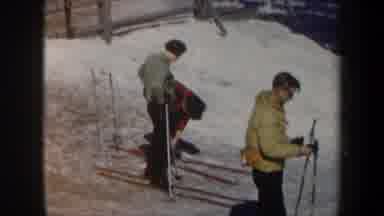 Vermont USA (1962): People Getting Ready To Ski Down A Snow Covered Hill