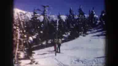 Vermont USA (1962): People Skiing And Waiting For The Red Cable Car To Pass On A