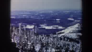 Vermont USA (1962): Tree Dotted Mountain Covered In Snow Seen From A Gondola