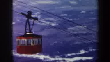 Vermont USA (1962): Gondola Lift In Motion Over Scenic Mountain Resort