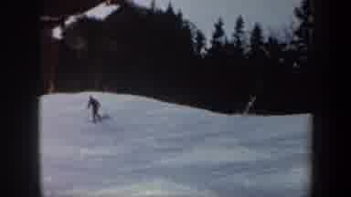 Vermont USA (1962): Man Practicing Snow Skiing In Beautiful Area On Typical Winter