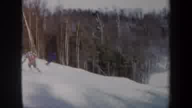 Vermont USA (1962): Skiers Are Skiing Downhill Near A Forest In Large Grand