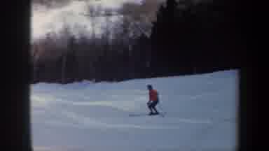 Vermont USA (1962): Women Skis On A Dangerous Snowy Mountain Slope With A Helmet
