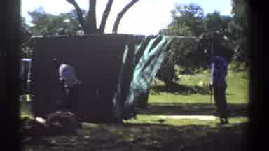 Lagos Nigeria (1969): People Setting Up Camping Tent In A Mountain Farm