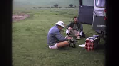 Pretoria South Africa (1969): Two White Male Adults Outside A Van The Back Of The