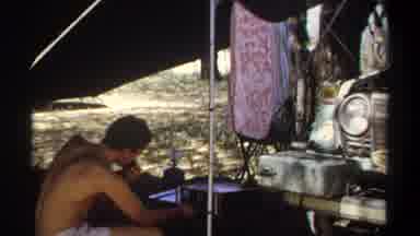 Khartoum Sudan (1969): Camped Man Cooking With Clothes On His Clothesline And His