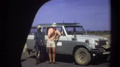 Khartoum Sudan (1969): Three Men By The Road With Their White Off-Road Model Car