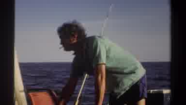 Khartoum Sudan (1969): Man Smoking On A Boat Practices Fishing In The Ocean