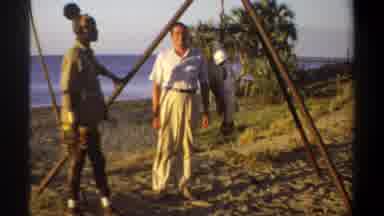 Khartoum Sudan (1969): White Man Posing With Large Fish Caught Hanging On Tripod