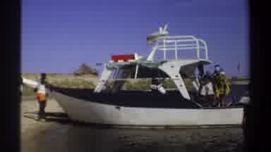Khartoum Sudan (1969): Boat Moored At Tropical Beach Crew Preparing To Embark Or