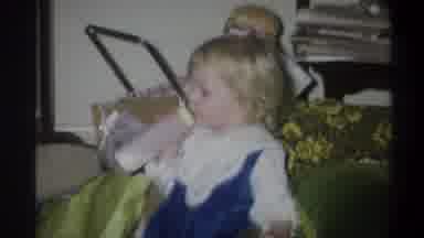 Troy New York USA (1973): Family Archive Little Girl Drinking Her Milk Bottle