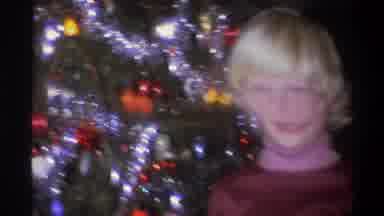 Troy New York USA-1973: Two Smiling Blond Boys In Front Of Christmas Tree With