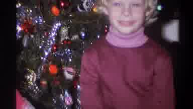 Troy New York USA (1973): Children In Pajamas Stand By Decorated Christmas Tree