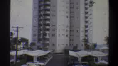Troy New York USA (1973): A High Rise Building With Balconies Has A Covered