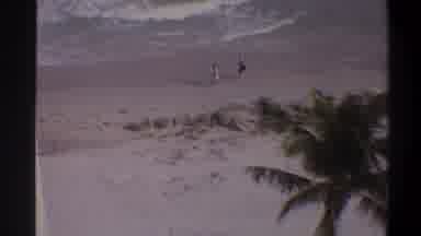 Troy New York USA (1973): Two People Are Recorded From Above Walking Along A Beach