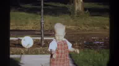Gainsville Florida USA (1974): Baby Running Tree Branch Red Plaid Feet Hand Arm