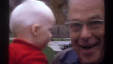 Gainsville Florida USA (1974): Grandpa With Baby Boy Front Lawn Housing Yard