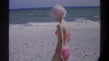Gainsville Florida USA (1974): Sunny Day Woman Young Boy Walking Empty Beach Next