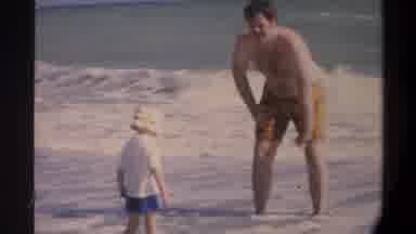 Gainsville Florida USA (1974): Home Video Of Dad And Son Playing On The Beach
