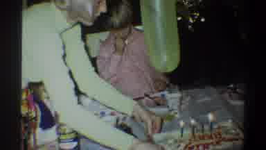 Gainsville Florida USA (1974): Boy Cake Candle Mom Friends Girl Balling Kids Dress