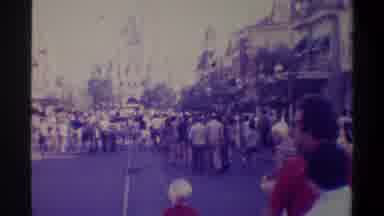 Gainsville Florida USA (1974): Disneyland Main Street 1960s Large Crowd Walking