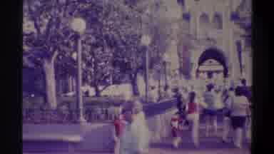 Gainsville Florida USA (1974): Church Surrounded By People Running And Walking In
